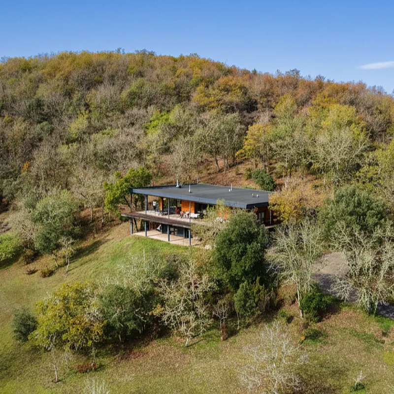 Contemporary Architect-Designed Wooden House with Expansive Terrace in Montignac