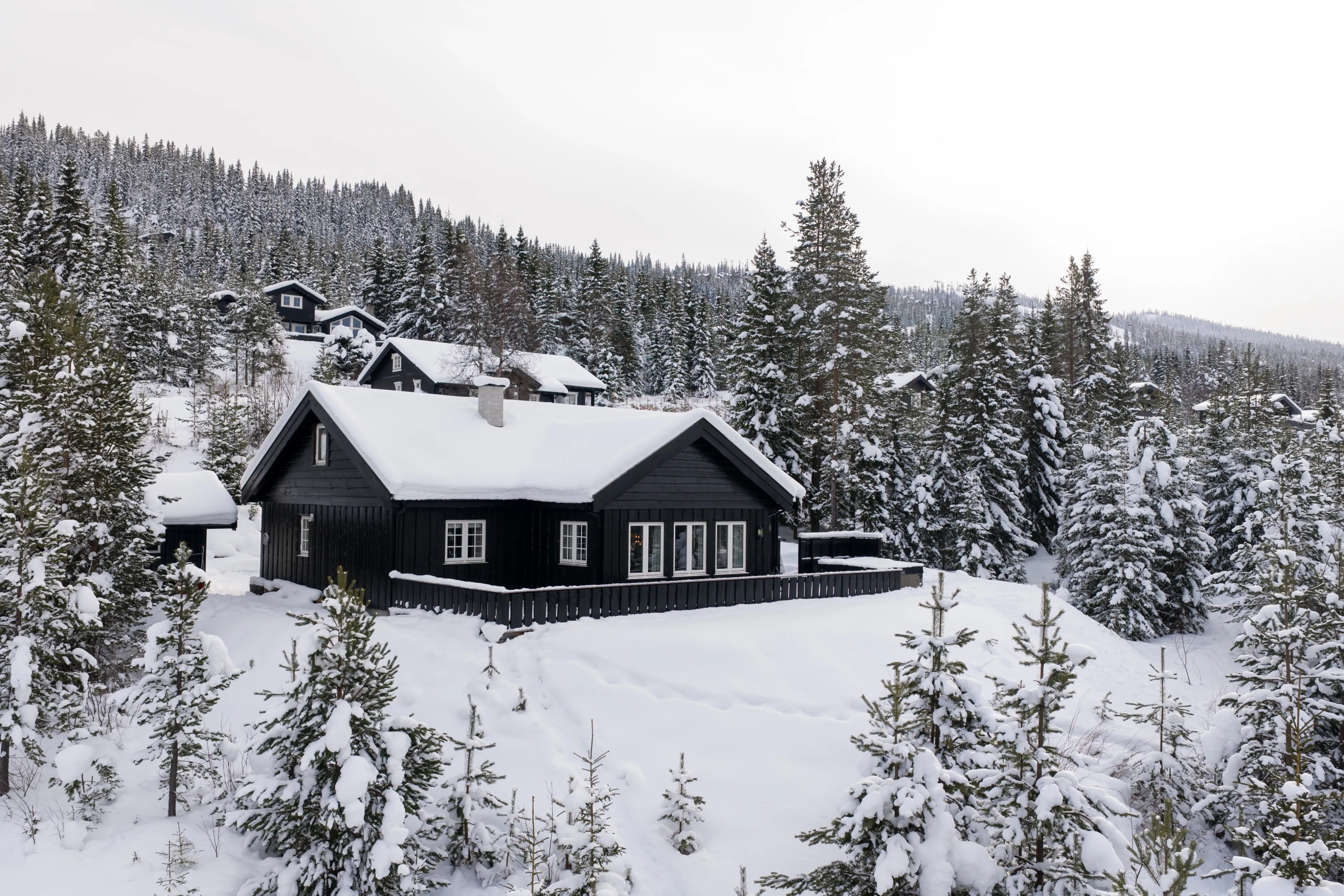 Contemporary 5-Bedroom Cabin with Terrace and Jacuzzi in Nesfjellet, Norway - Image 1