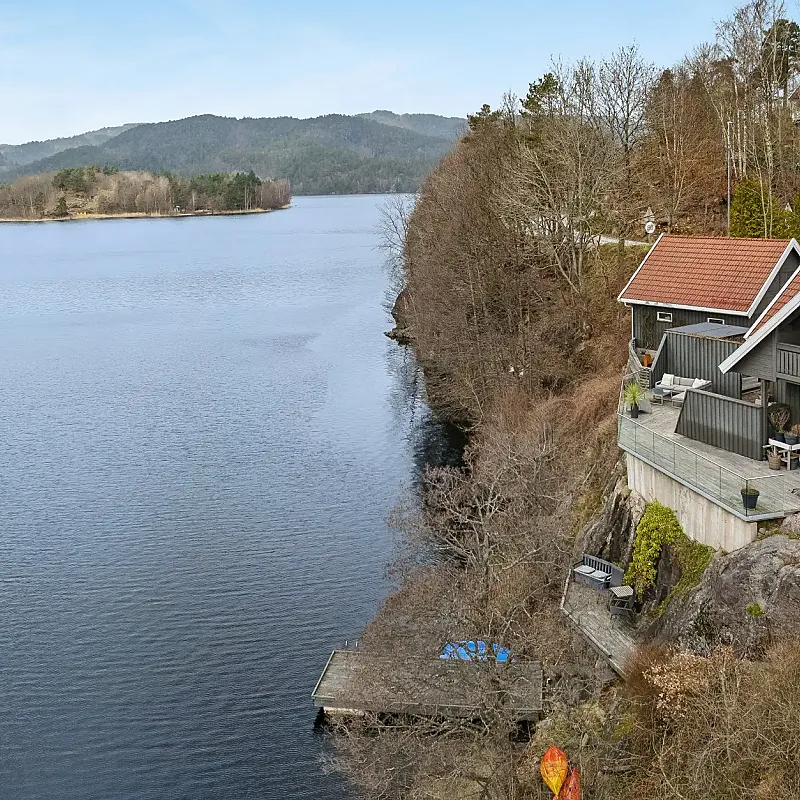 Contemporary Waterfront House in Justvik with Private Shoreline and Garden