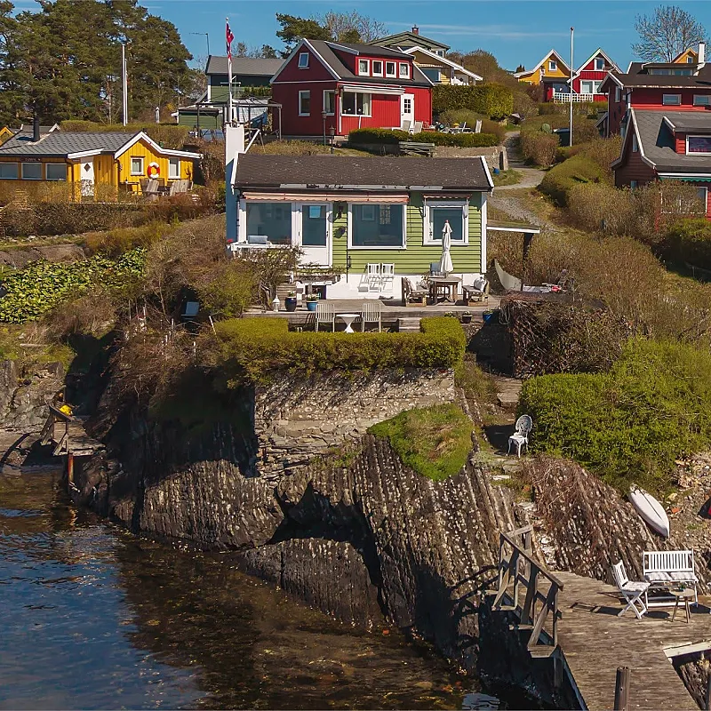 Cabaña de dos dormitorios de los años 30 con vistas al mar en Lindøya, Oslo