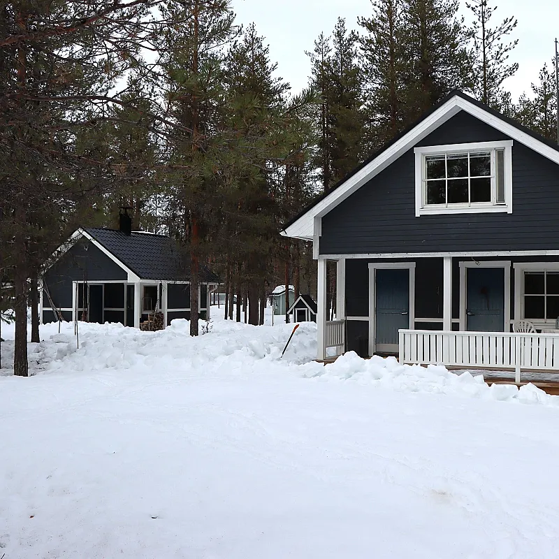Finnish Cabin with Expansive Garden and Wood Heating in Muonio