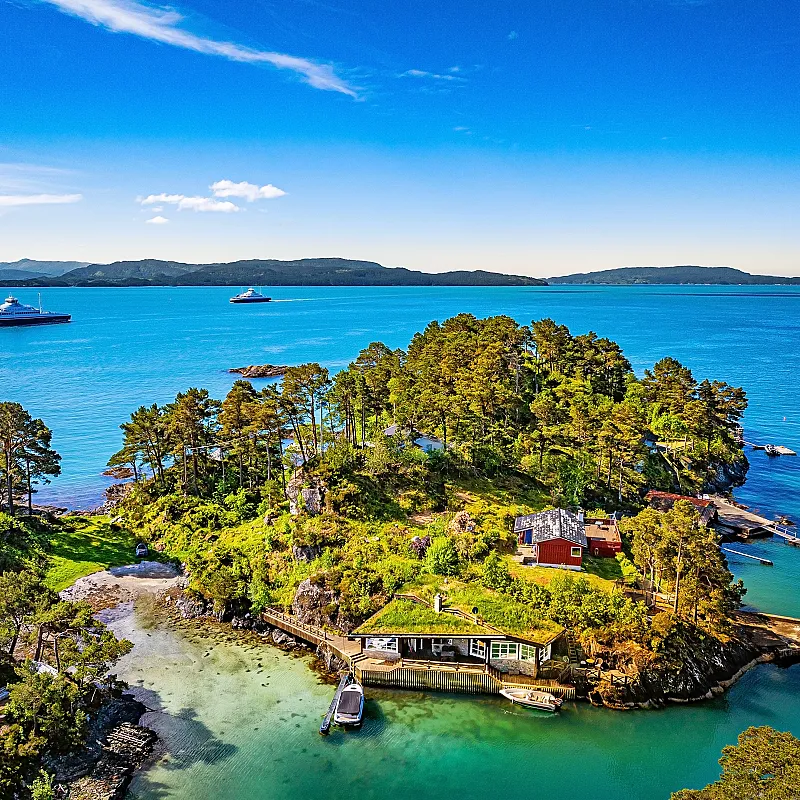 Seaside Cabin with Private Jetty in Bjørnafjorden, Norway