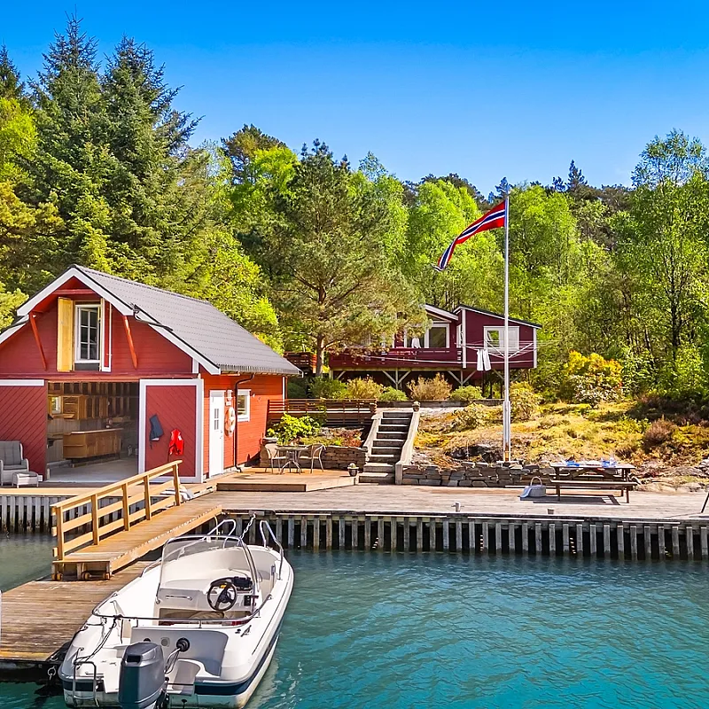 1960s Coastal House in Os with Terrace and Private Jetty