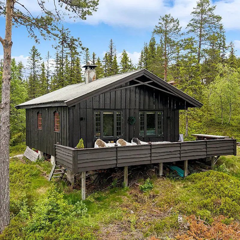 Norwegian Cabin with Expansive Terrace and Open-Plan Living in Tuddal