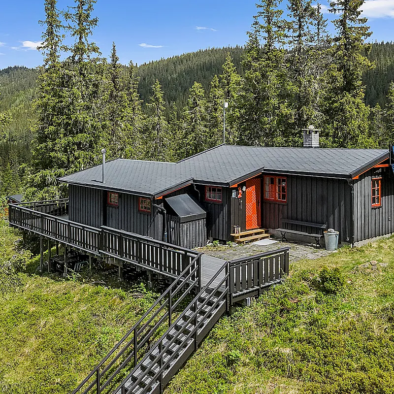 1960s Cabin with Expansive Terrace and Scenic Trails in Flå, Norway
