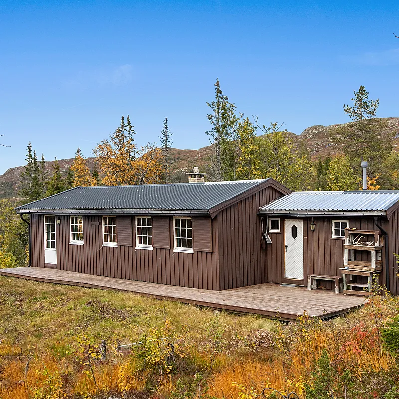 1960s Norwegian Cabin with Expansive Land and Terrace in Scenic Flå
